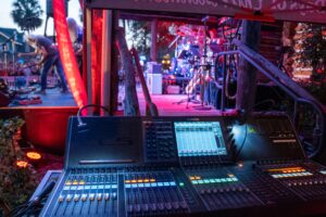 A Yamaha sound board facing the stage at Brownwood.