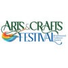 "Arts & Crafts Festival - Brownwood Paddock Square." "Arts" and "Crafts" are in green text above "Festival" in blue text. The words are intersected by a paintbrush with rainbow paint. The location is mentioned in blue text next to the word "Festival."