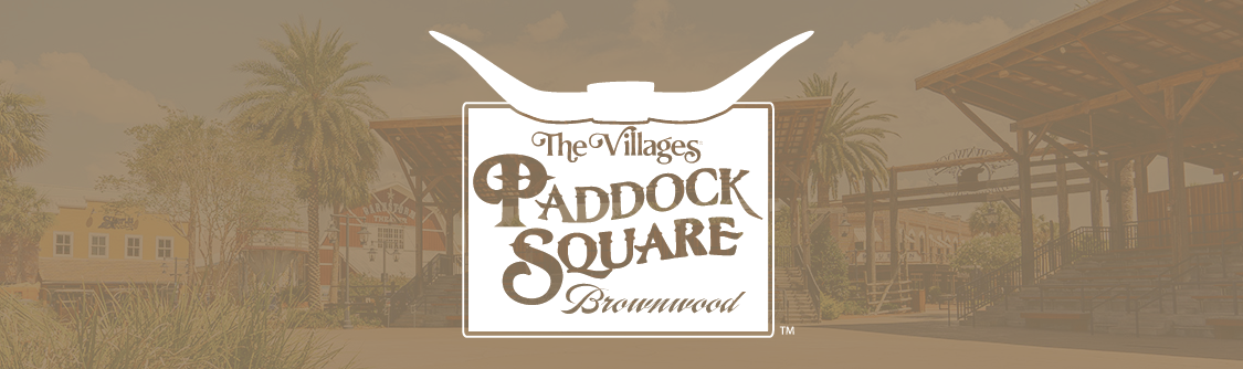 A button that includes an image of and logo for Brownwood Paddock Square.