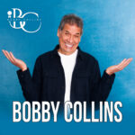 Bobby Collins is featured over a blue background with his name in all caps in white below him, and his initials "BC" in the top right corner.