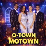 Four group memebers pictured n front of a sparkling background with the title "O-Town Motown" written at the bottom.