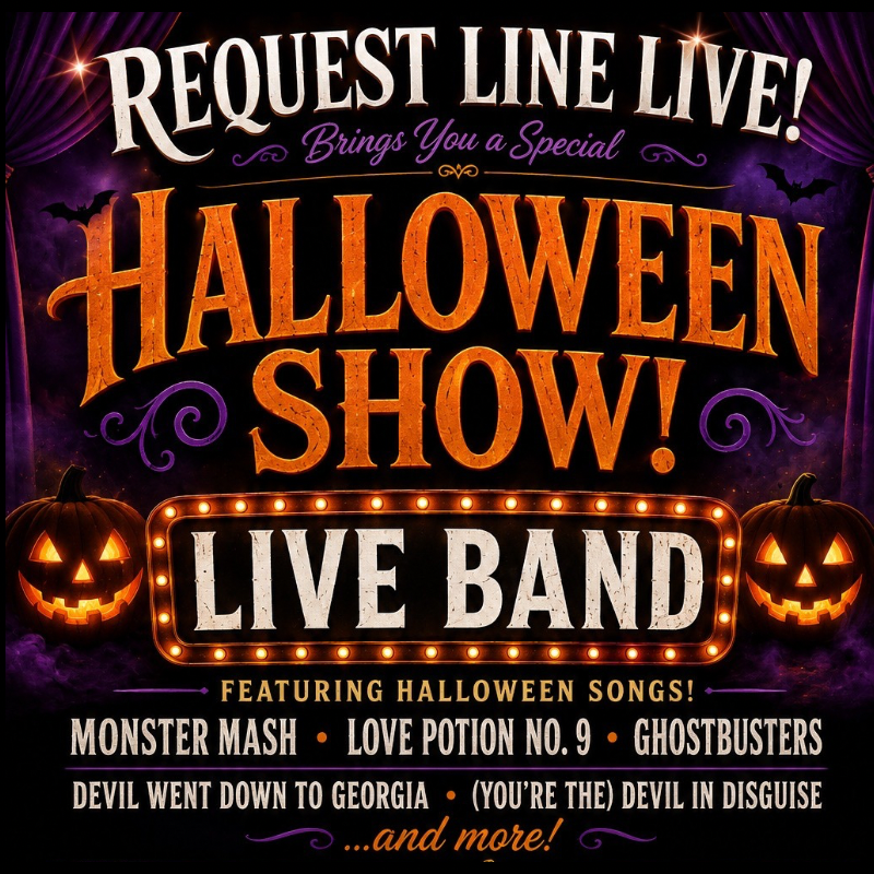 Promotional poster for Halloween Show with Request Line Live! at Playhouse Performances.