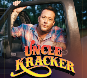 Uncle Kracker posed to the right of his logo reading "Uncle Kracker."