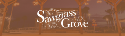 A button that includes an image of and logo for Sawgrass Grove.